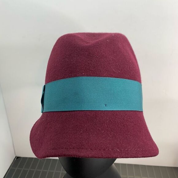 Nordstrom  Maroon Teal Italian Felt Wool Fedora‎ Hat Women's One Size - Picture 1 of 6